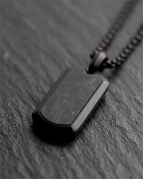 Volltitan-Halskette mit schwarzem Finish und Forged Carbon - Imperium Black Carbon